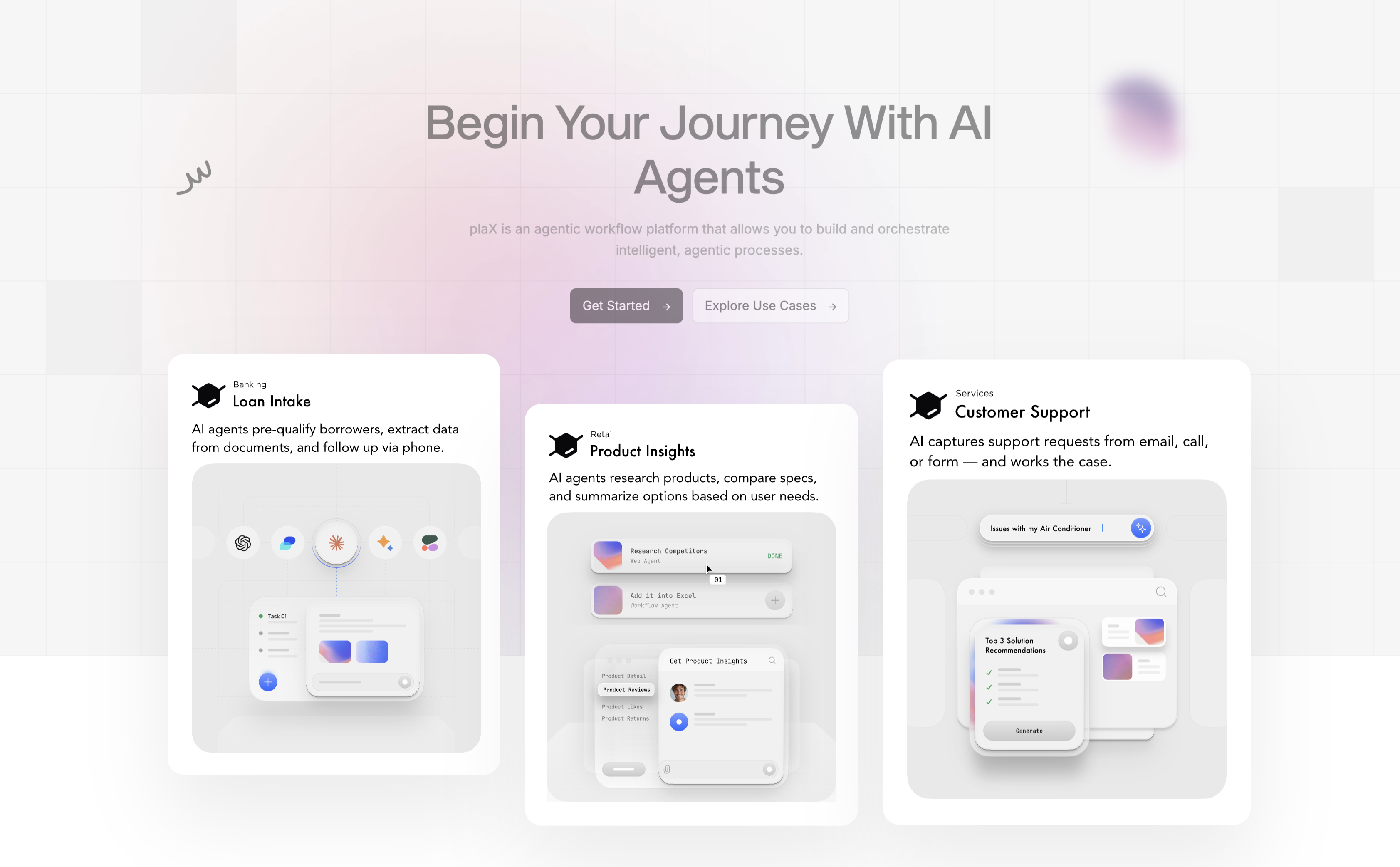 Plax AI Agents Platform - Begin your journey with AI agents for banking, retail, and customer support